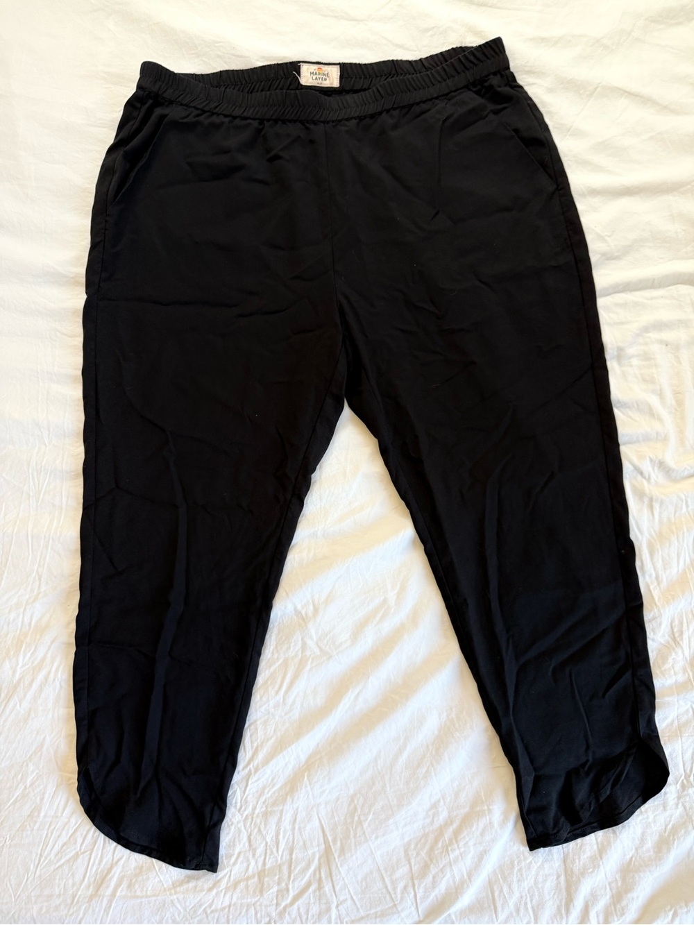 Marine Layer Women’s XL Petite Black Elastic-Waist Slacks